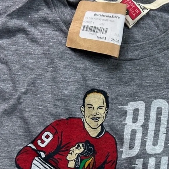 HOMAGE Gray Bobby Hull/ Chicago Blackhawks Shirt Men’s Large - Picture 2 of 3